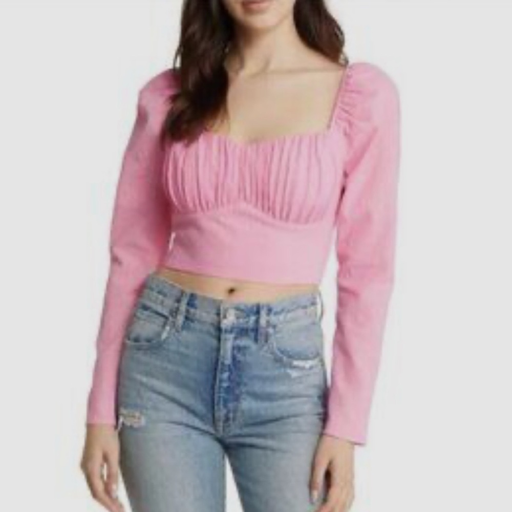 ASTR the Label Pink Cropped long-sleeve top Medium